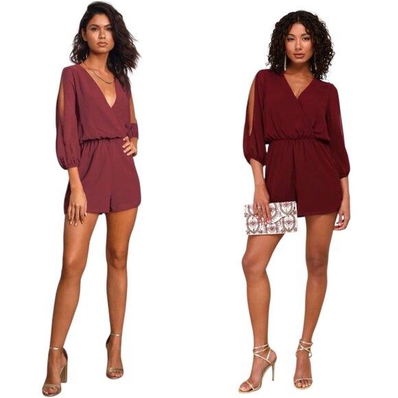 Brand new Lulus Luck & Love 3/4 Sleeve Romper, size medium - Picture 1 of 16